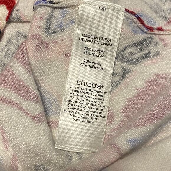 Chico's 3/4 Sleeve Tunic Shirt Size 3 (XL/16) Multicolored Rayon/Nylon Blend - Picture 7 of 11